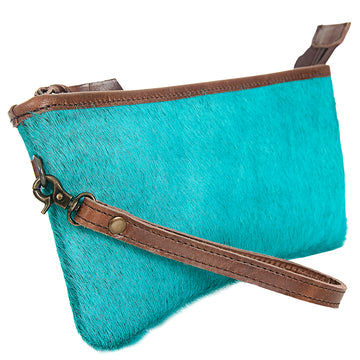 American Darling ADBG344TRQ3 Wristlet Embossed Genuine Leather Women Bag Western Handbag Purse